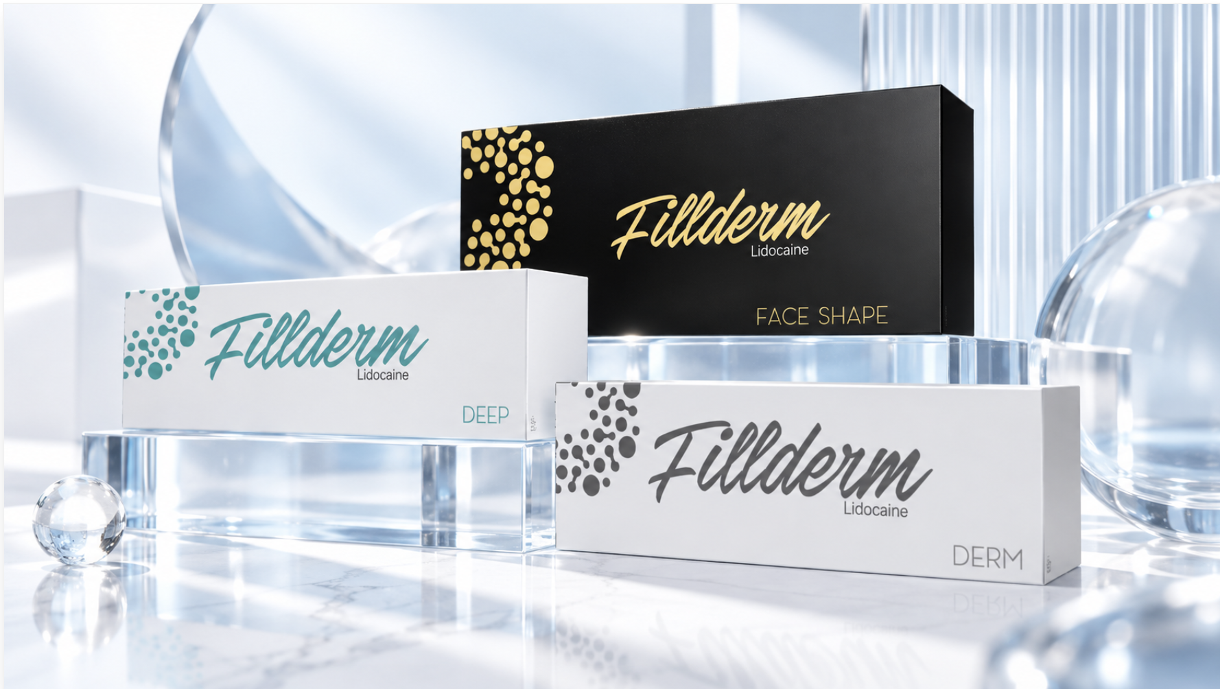 Cajas reales FILLDERM Derm, Deep y Face Shape