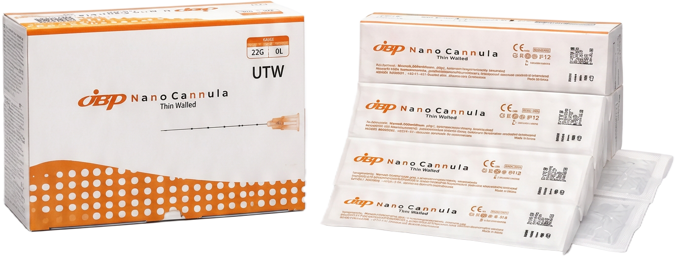 Caja JBP NanoCannula y empaques individuales reales