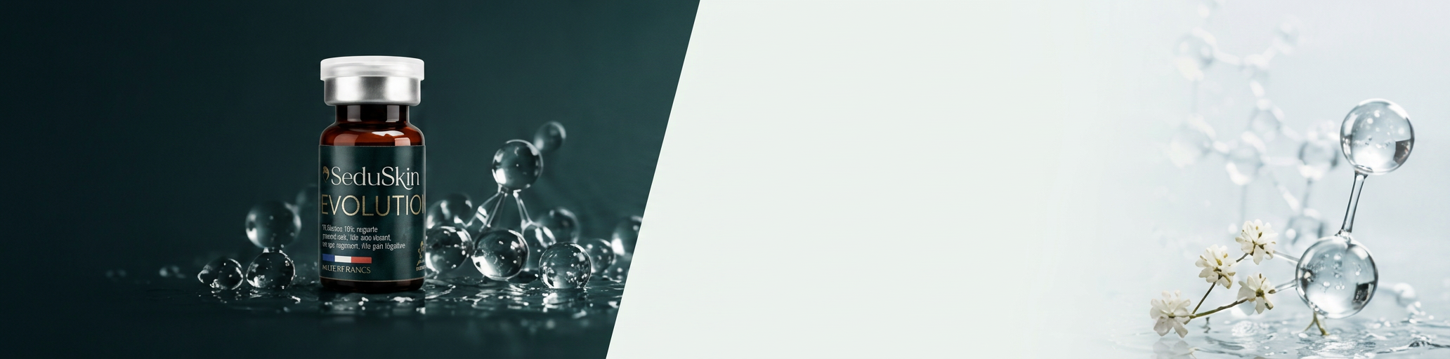Vial de SeduSkin EVOLUTION junto a estructuras moleculares